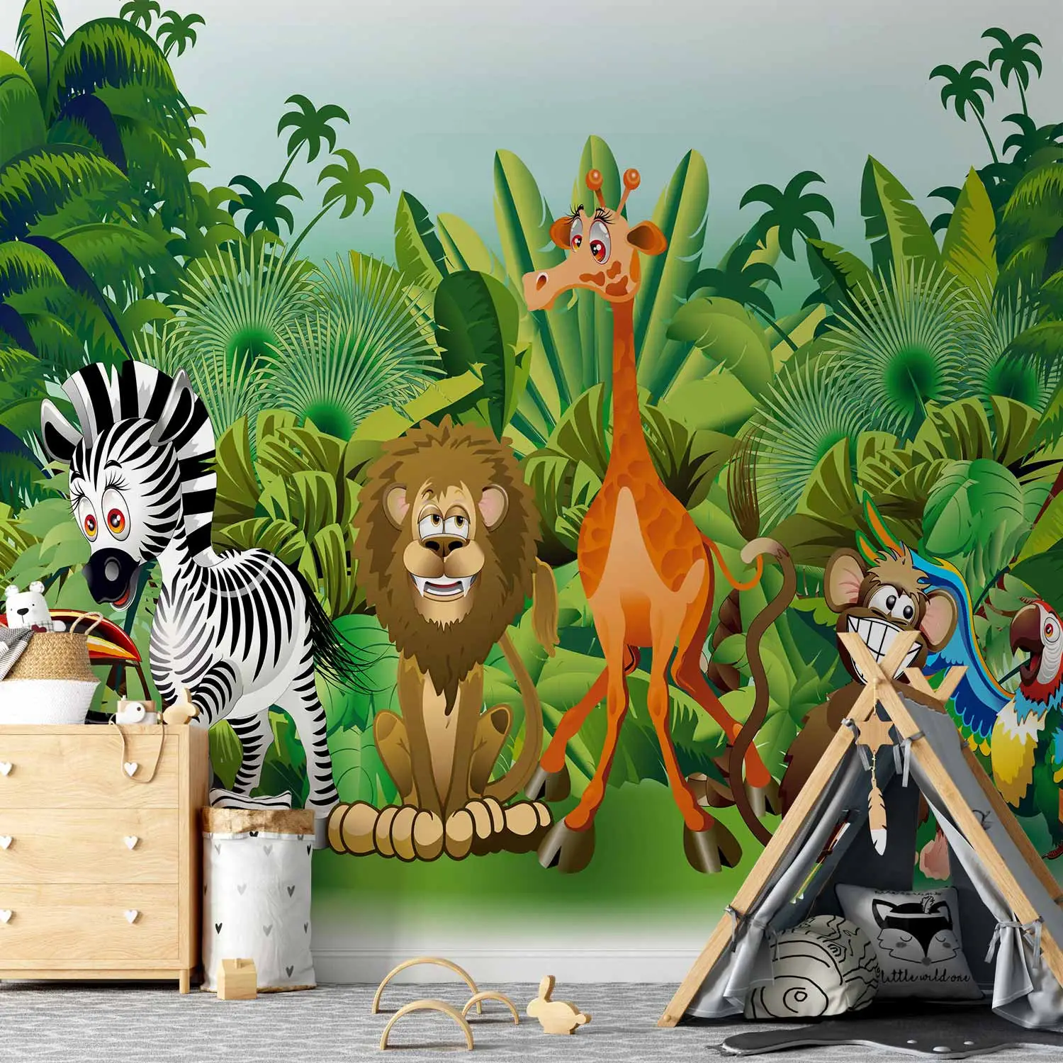 Campanella Eolica Per Culla Con Animali Del Bosco E Foglie Verdi – Gioco Sospeso In Feltro Morbido, Stimolazione Sensoriale Per Neonati, Decorazione Camera Bambini