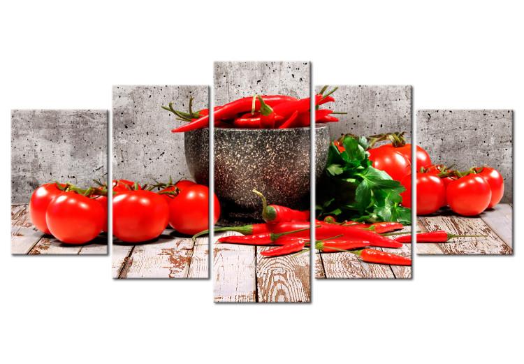 Quadro su tela Red Vegetables (5 Parts) Concrete Wide