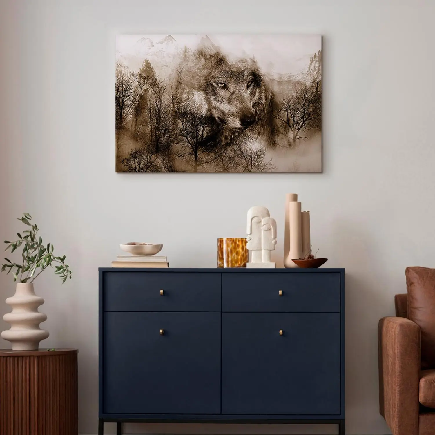 Poster su tela, motivo: lupo nero, occhi azzurri, decorazione per camera da letto, sport, ufficio, camera da letto, regalo, cornice, 40 x 60 cm