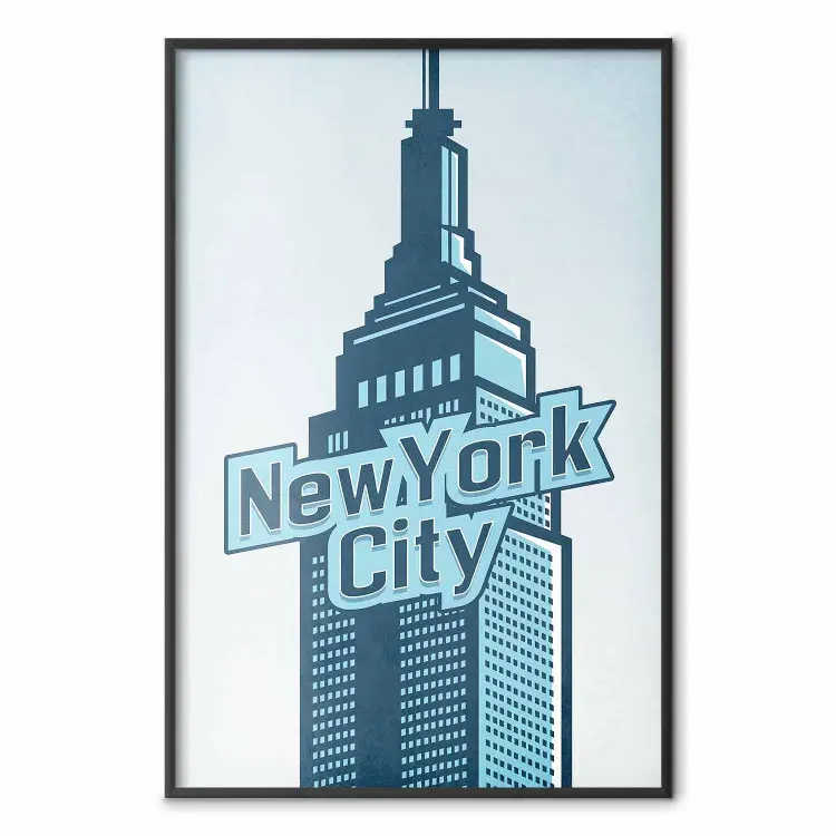 New York - architettura e scritta in inglese in estetica blu