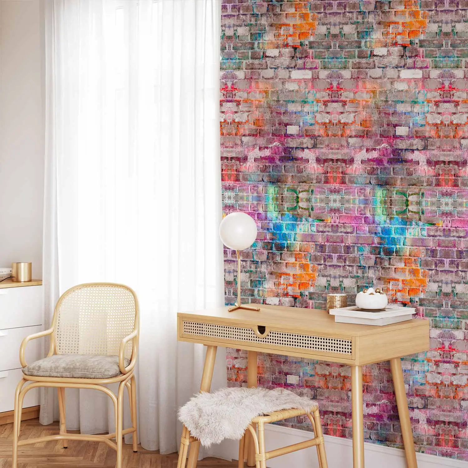 Carta parati design Parete cromatica Mattone bimago