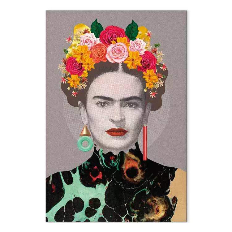 Ritratto floreale di donna (1-pezzo) - elementi colorati della figura