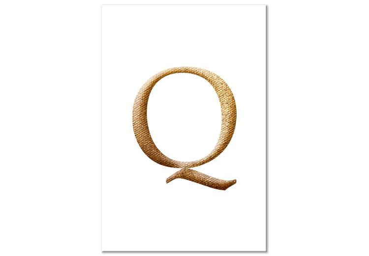 Quadro su tela Q - lettera minimal d'oro strutturale su uno sfondo bianco