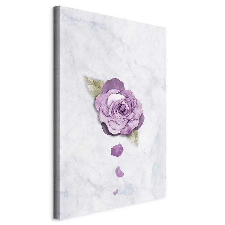 Acquerello rosa - pianta viola su uno sfondo di marmo leggero