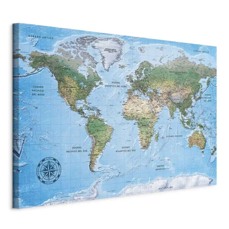 Quadro Tela Antica Mappa Mondo 1646 - 70x100cm, Spessore 4cm, Stampa Eco, Made Italy - Foto 7