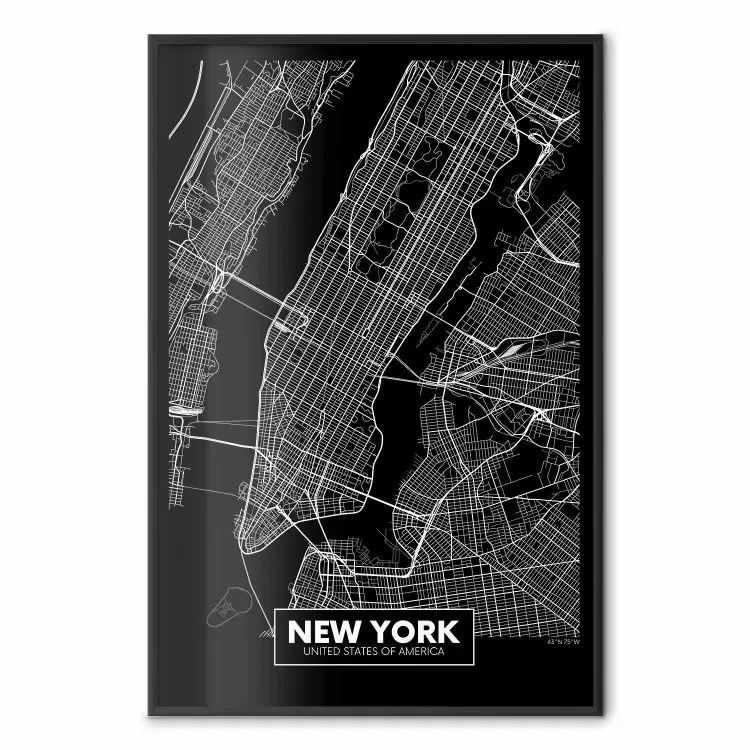 Mappa in negativo: New York - cartografia in bianco e nero
