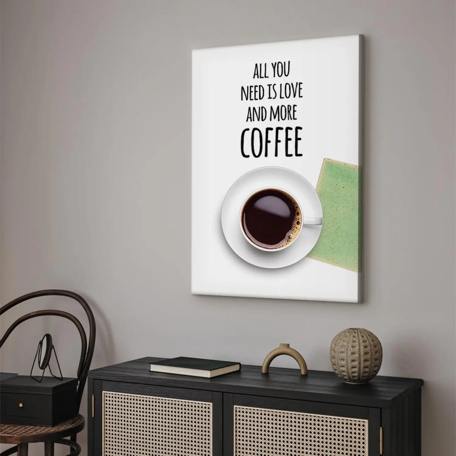 JANLAN Stampa artistica da parete in stile retrò con citazione di caffè, Start Every Day With a Grateful Heart, accessori decorativi per bar, regalo