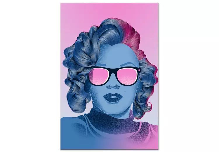 Ritratto blu di Marilyn Monroe - volto su uno sfondo rosa