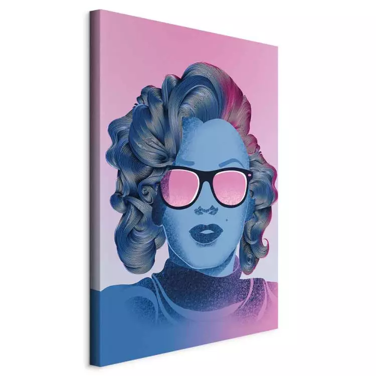 Ritratto blu di Marilyn Monroe - volto su uno sfondo rosa
