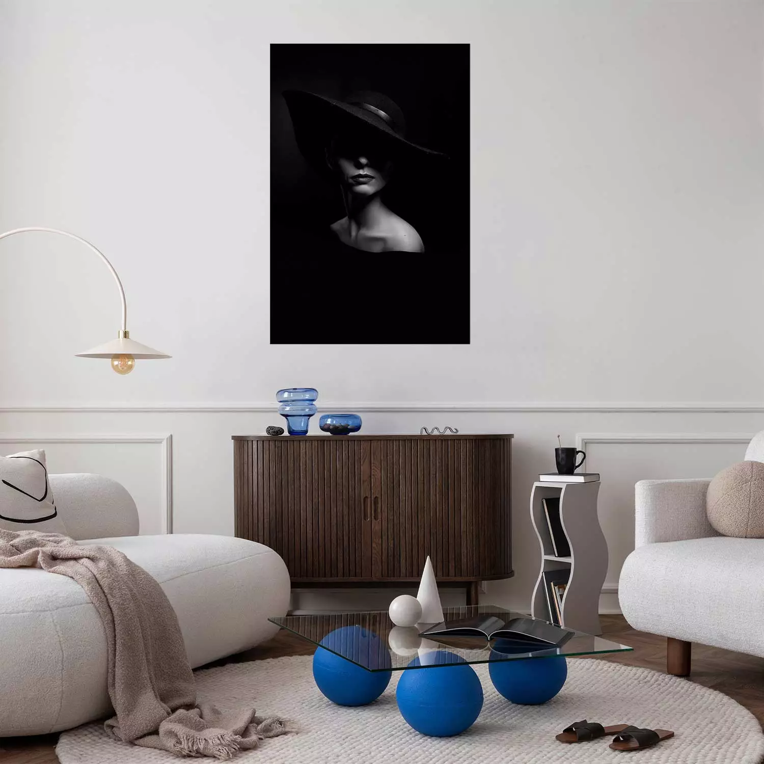 Poster Donna misteriosa ritratto donna bianco e nero con