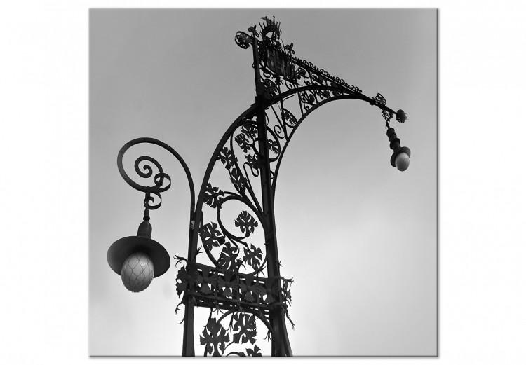 Quadro su tela Lampione di strada a Barcellona - foto in bianco e nero