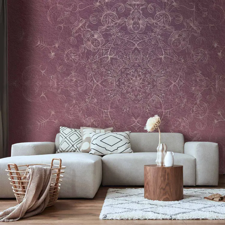 Serenità in pastello - mandala bianca su sfondo rosa