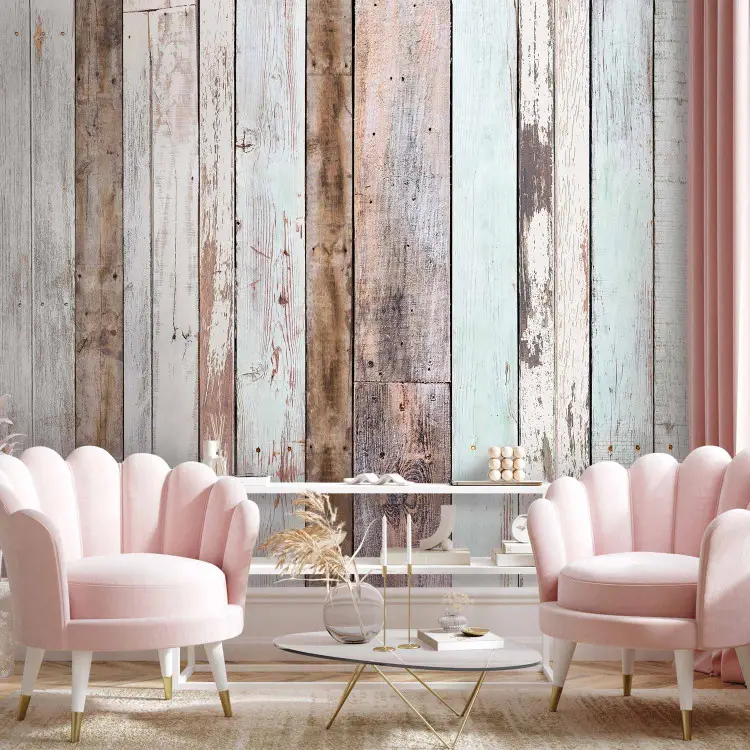 Assi multicolore - muro di assi di legno chiaro