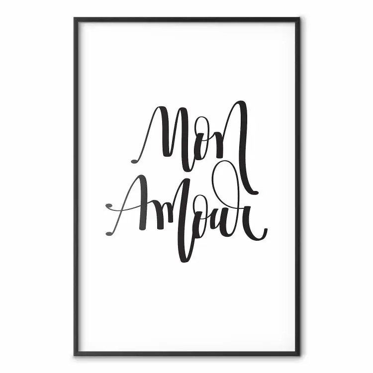 Mon Amour - scritte in francese nere su sfondo bianco contrastante