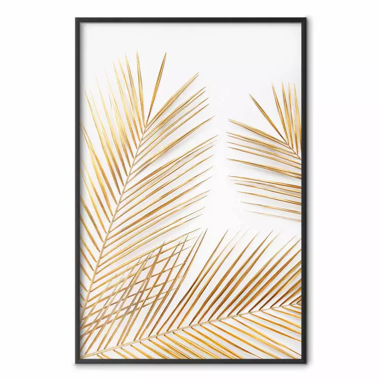 Palme d'oro - foglie tropicali dorate su sfondo bianco contrastante