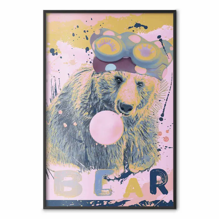 Orso e palloncino - animale divertente in tema rosa con scritte