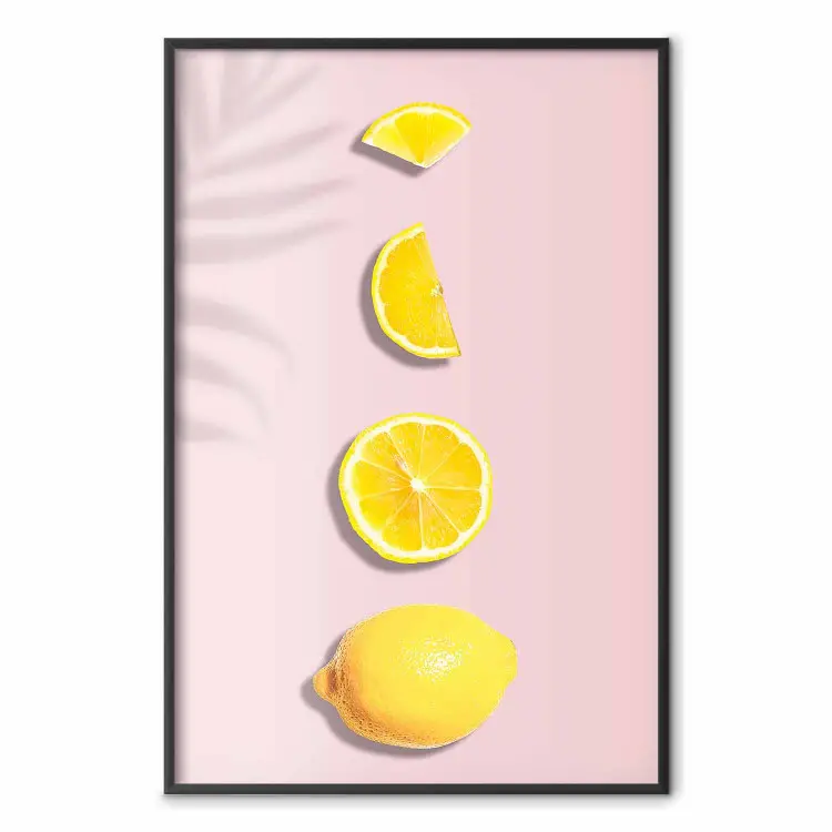 Pezzetto di esotico - limone in diverse sezioni su sfondo pastello