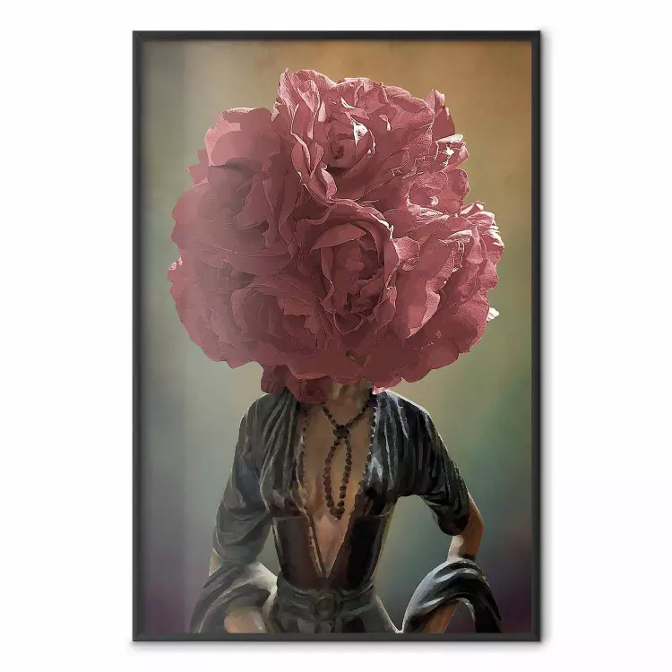 Pensieri floreali - donna astratta con fiore rosso sulla testa