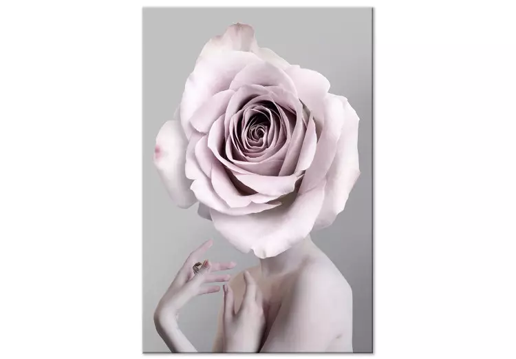 Monologo rosa (1-pezzo) verticale - silhouette di donna con fiore
