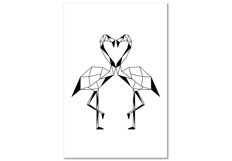 Quadro su tela Due fenicotteri - uccelli geometrici, in bianco e nero