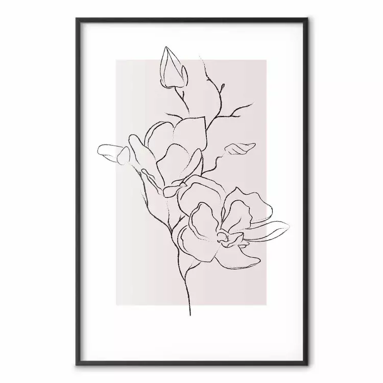 Magnolia cremosa - astratto disegno linea fiore magnolia su chiaro