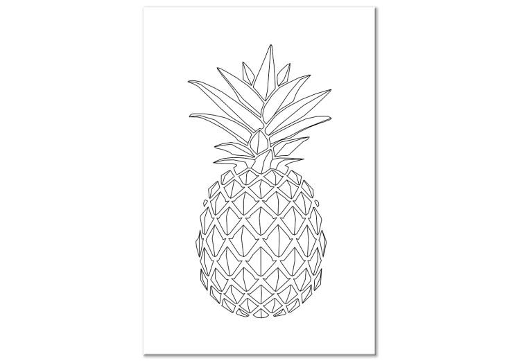 Quadro su tela Contorni neri di ananas - disegno minimal su uno sfondo bianco