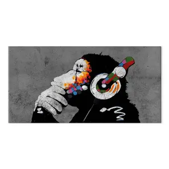 murando - Quadro Banksy Scimmia con Banane 100x40 cm 5 Pezzi Stampa su