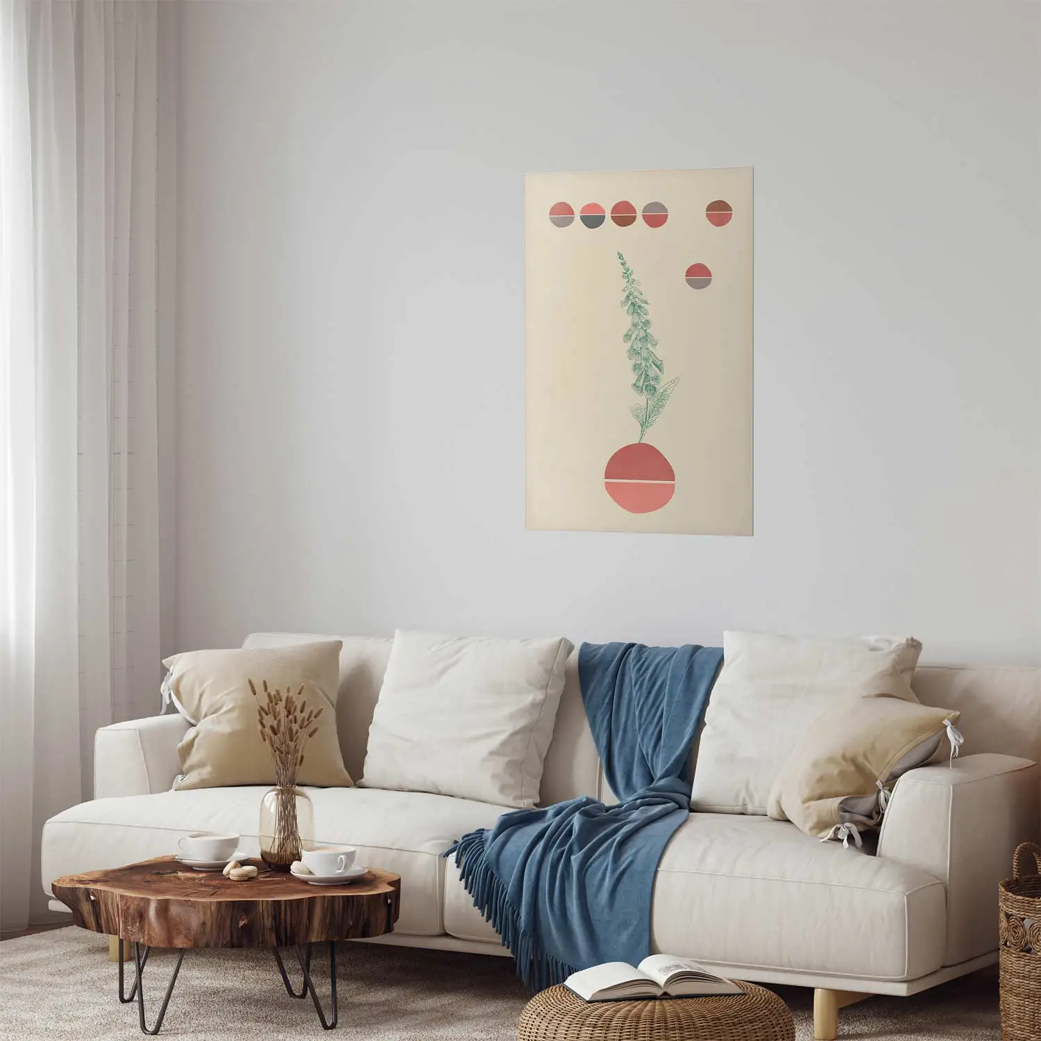 Poster da parete Campanule astrazione con pianta verde e cerchi