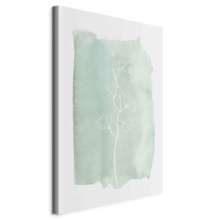 Menta di Ginkgo verticale - lineart su sfondo pastello