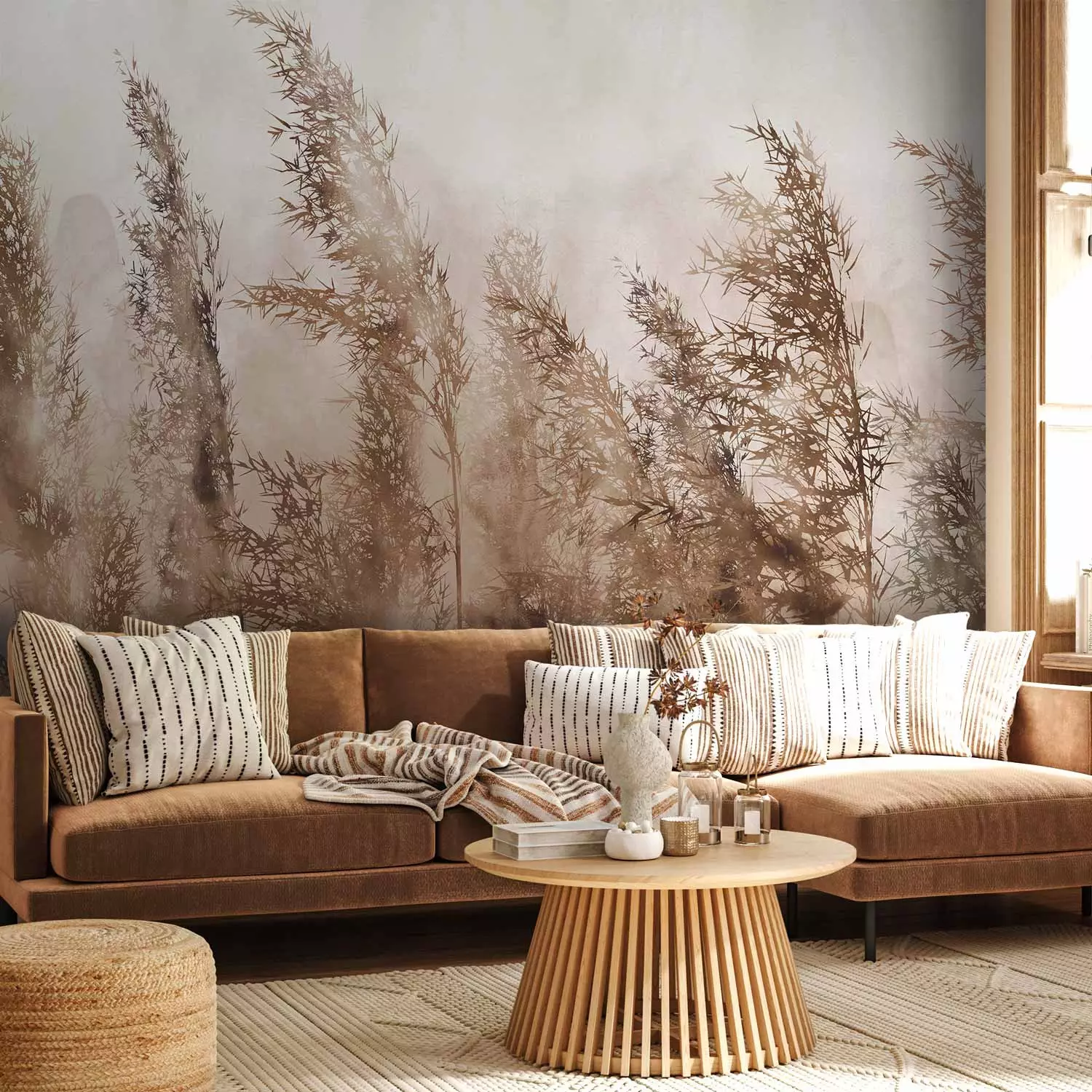 Carta da parato Tall Grasses Brown Prato bimago