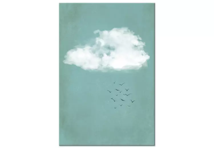 Nuvole e uccelli - cielo paesaggio pastello in stile japandi