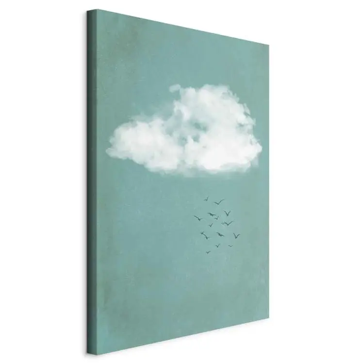 Nuvole e uccelli - cielo paesaggio pastello in stile japandi
