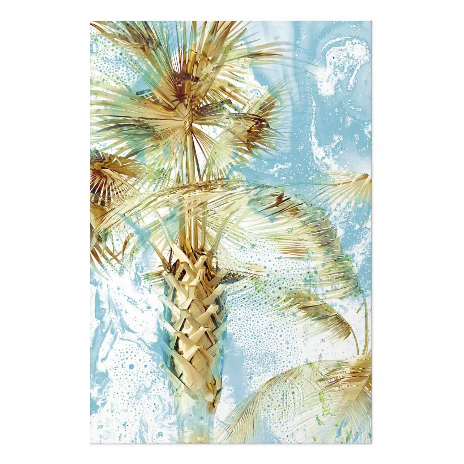 Ambesonne Set Di Tende 2 Pannelli, Tessuto Satinato Misto Poliestere, Design Nautico Con Palme E Spiaggia, Blu E Verde, Tasca Per Asta 6,3 Cm, Per Camera Da Letto E Soggiorno