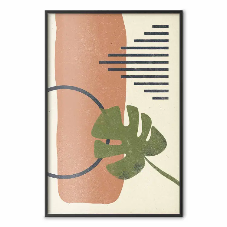 Geometria della natura - foglia verde tra figure in tema astratto
