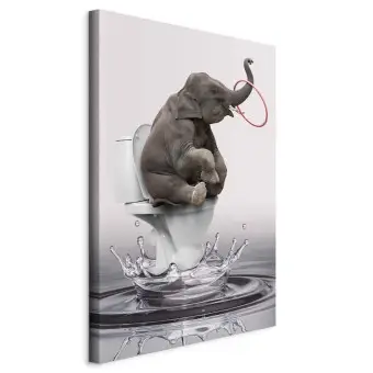Quadro Bagno Divertente Con Elefante Nella Vasca - Stampa D'arte Moderna Su Carta Seta, Disponibile A4, A3 O Con Cornice