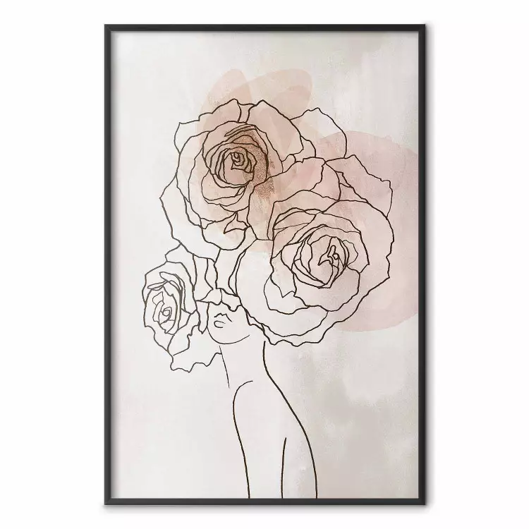 Anna e le rose - line art astratto donna con fiori testa