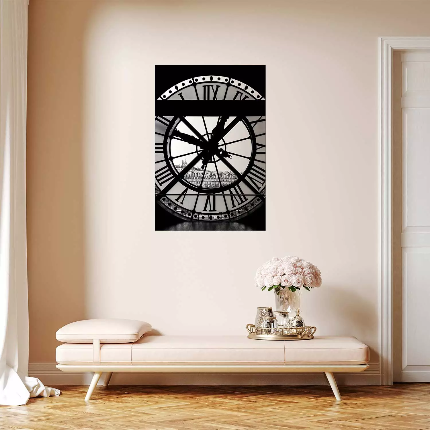 Poster murale Orologio Musee d Orsay architettura in bianco e nero di un orologio Poster bimago