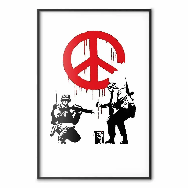 CND Soldiers - soldati dipingono simbolo pacifista, stile Banksy