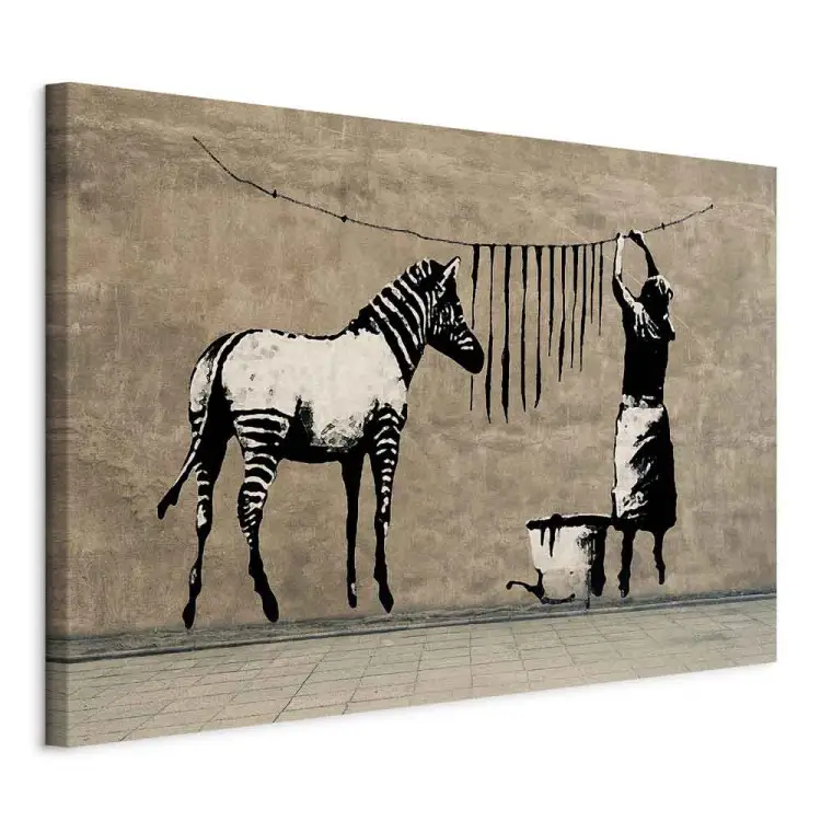 Banksy: Lavaggio della zebra sul cemento - panoramico