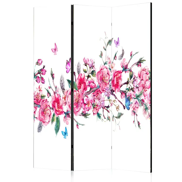 Fiori e farfalle - romantici fiori di ciliegio su bianco