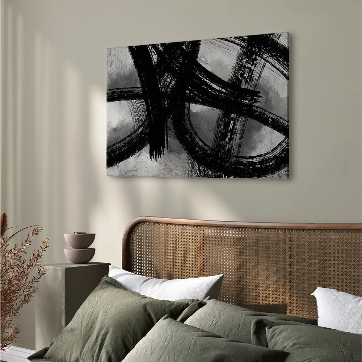 Runner Tavolo ABAKUHAUS Arte Moderna 40x180 Cm – Rettangolare Decorativo – Pennellate Grunge – Terra Giallo Nero
