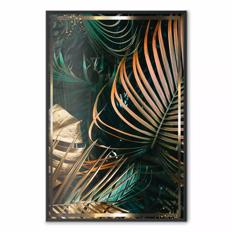 Gioielli del bosco - composizione tropicale di foglie verdi e marroni