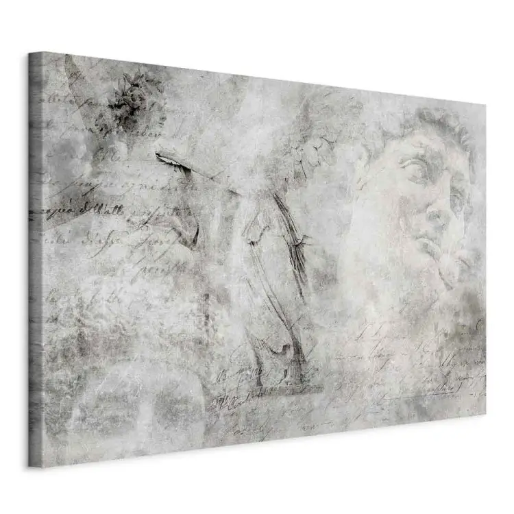 Rinascimento - astrazione con immagini di sculture e scritte