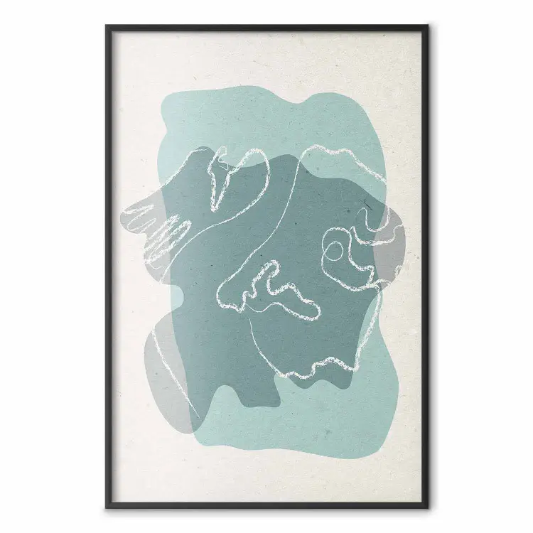 Ospite primaverile - line art su sfondo blu in tema astratto