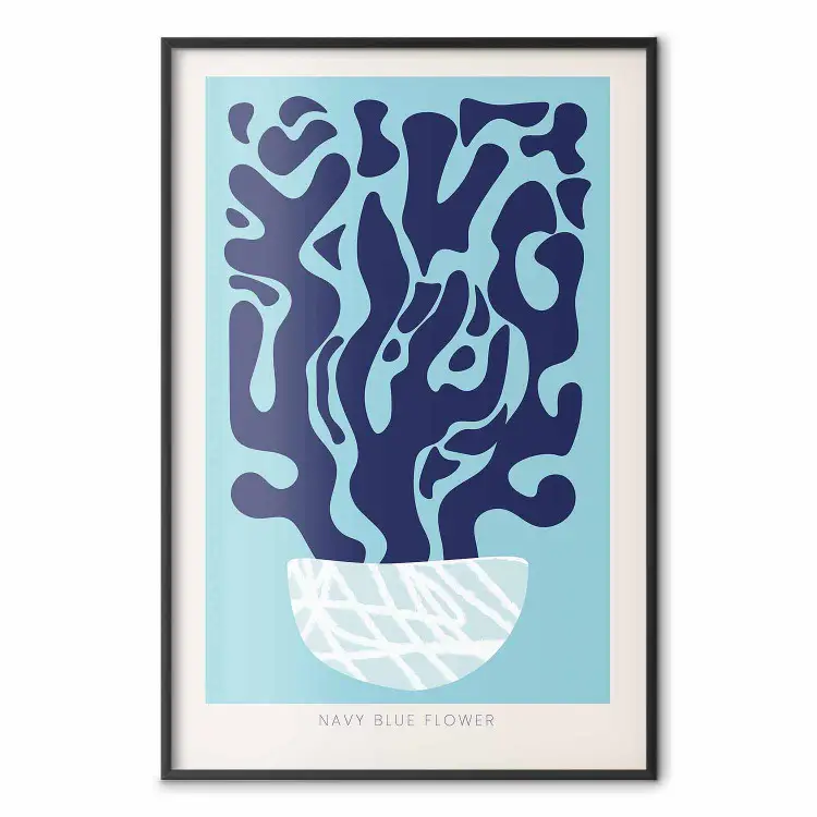 Composizione blu navy - scritte in inglese e pianta astratta