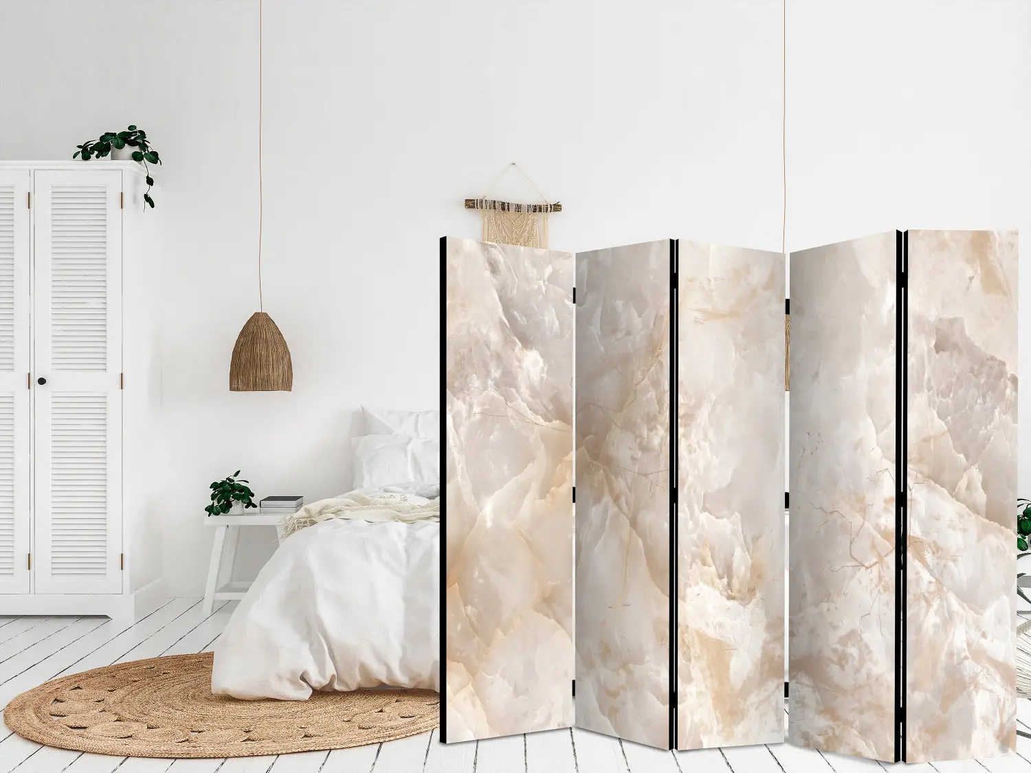 Paravento Decorativo Enchanted In Marmo – Divisorio Pieghevole Per Interni Ed Esterni, 135x172 Cm