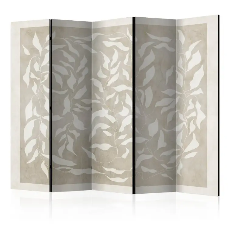 Intreccio di foglie II - Astrazione in bianco su beige