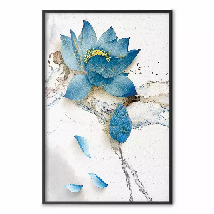 Fiore selvatico - composizione invernale di fiore blu su chiaro