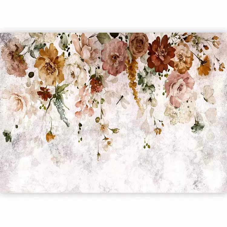 Composizione floreale vintage - paesaggio di fiori appesi colorati