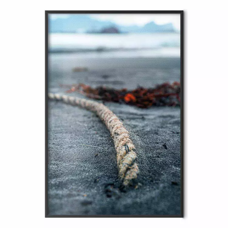 Ricordo di crociera - paesaggio di spiaggia scura con corde posate